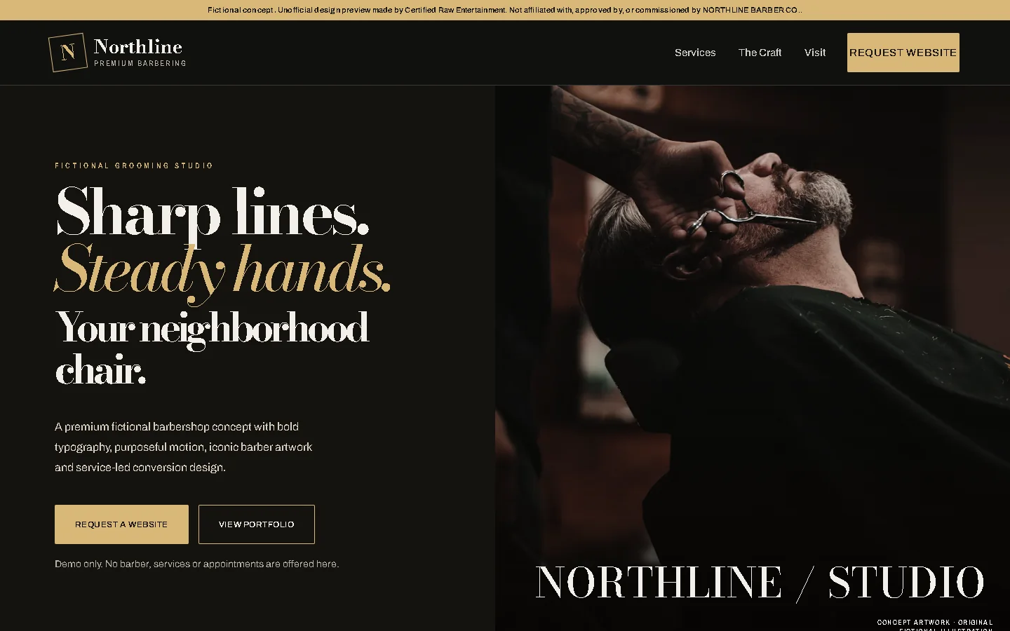 Actual screenshot of the NORTHLINE fictional website template